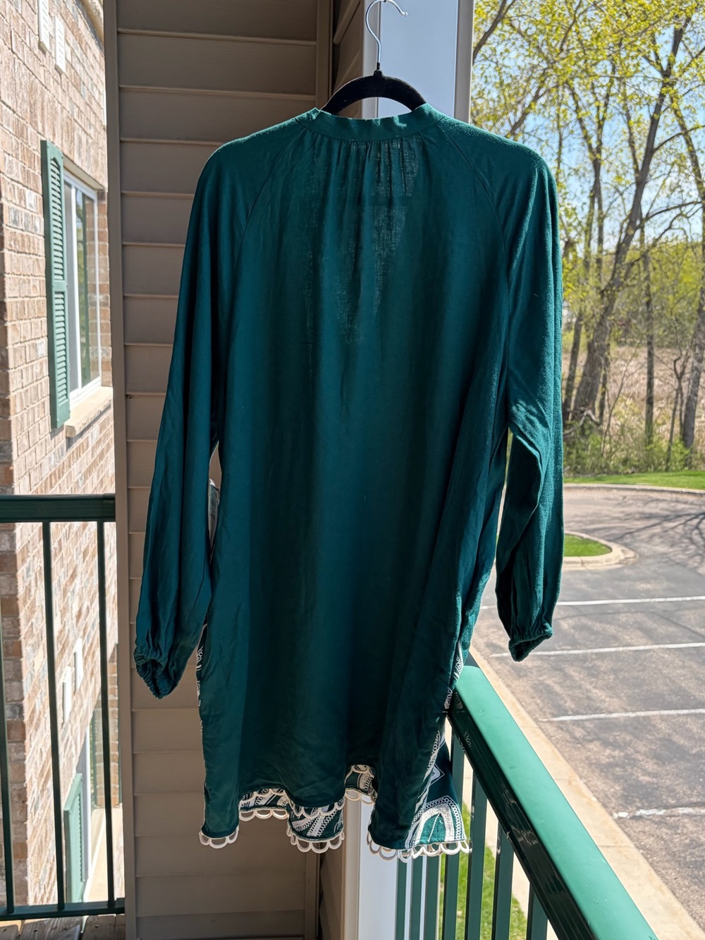 🆕🌲ON34th Alix Friedberg Palm Royale Inspired Tunic Dress Forest Boho LinenBlend - Picture 6 of 17